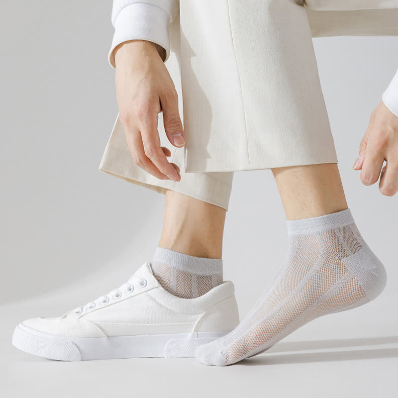 Chaussettes fines respirantes et absorbantes de couleur unie (5 paires)