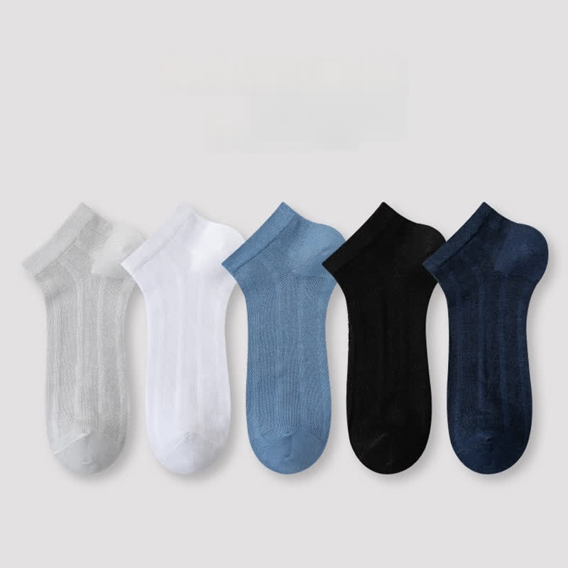 Chaussettes fines respirantes et absorbantes de couleur unie (5 paires)