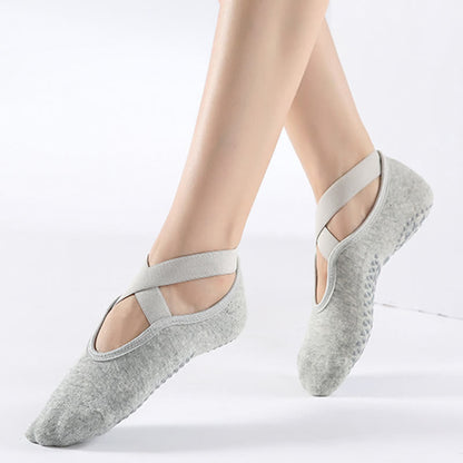 Chaussettes de sol antidérapantes en coton à brides croisées (6 paires)