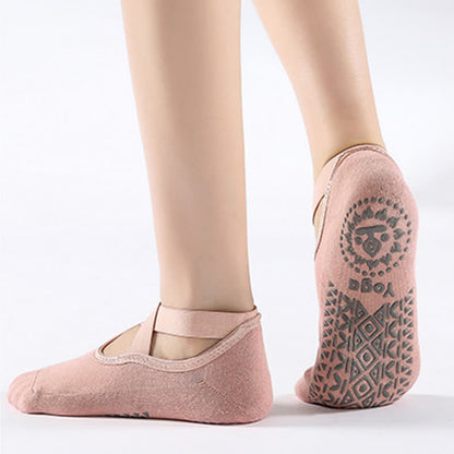 Chaussettes de sol antidérapantes en coton à brides croisées (6 paires)