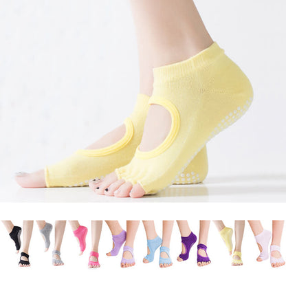 Chaussettes de yoga antidérapantes à cinq orteils et bout ouvert (5 paires)