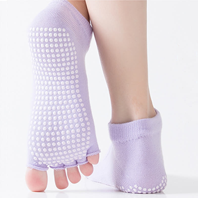 Chaussettes de yoga antidérapantes à cinq orteils et bout ouvert (5 paires)