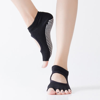 Chaussettes de yoga antidérapantes à cinq orteils et bout ouvert (5 paires)