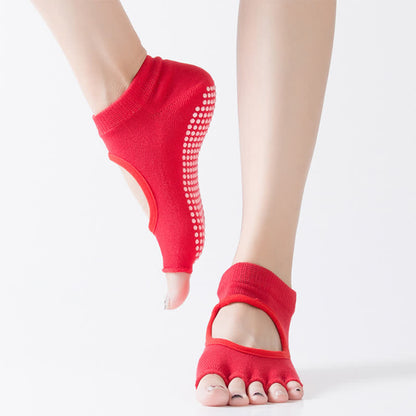 Chaussettes de yoga antidérapantes à cinq orteils et bout ouvert (5 paires)