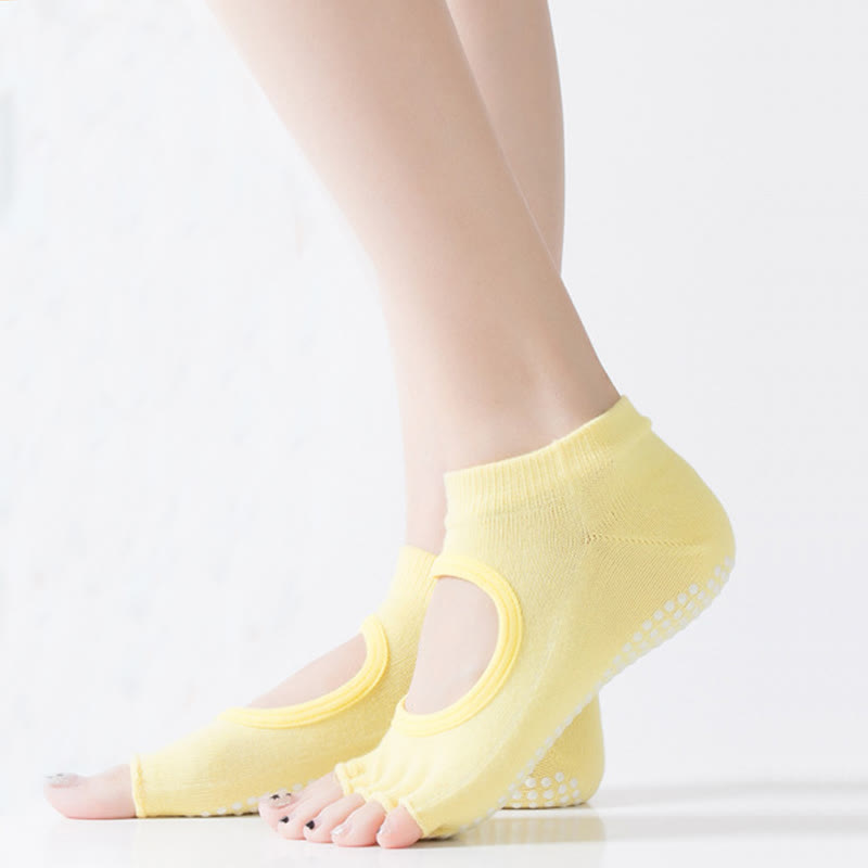 Chaussettes de yoga antidérapantes à cinq orteils et bout ouvert (5 paires)