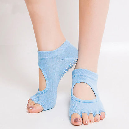 Chaussettes de yoga antidérapantes à cinq orteils et bout ouvert (5 paires)
