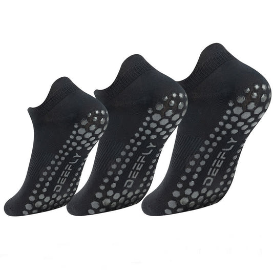 Chaussettes antidérapantes respirantes de couleur unie (3 paires) - Noir - XL - image 0