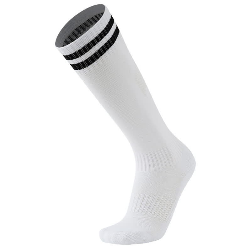 Chaussettes de football respirantes à rayures de couleur unie (5 paires)