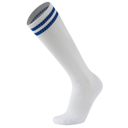 Chaussettes de football respirantes à rayures de couleur unie (5 paires) - Blanc et bleu - EU38-45 (US5-11) - image 13