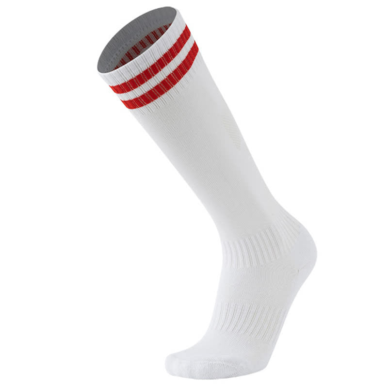 Chaussettes de football respirantes à rayures de couleur unie (5 paires) - Blanc et rouge - EU38-45 (US5-11) - image 12