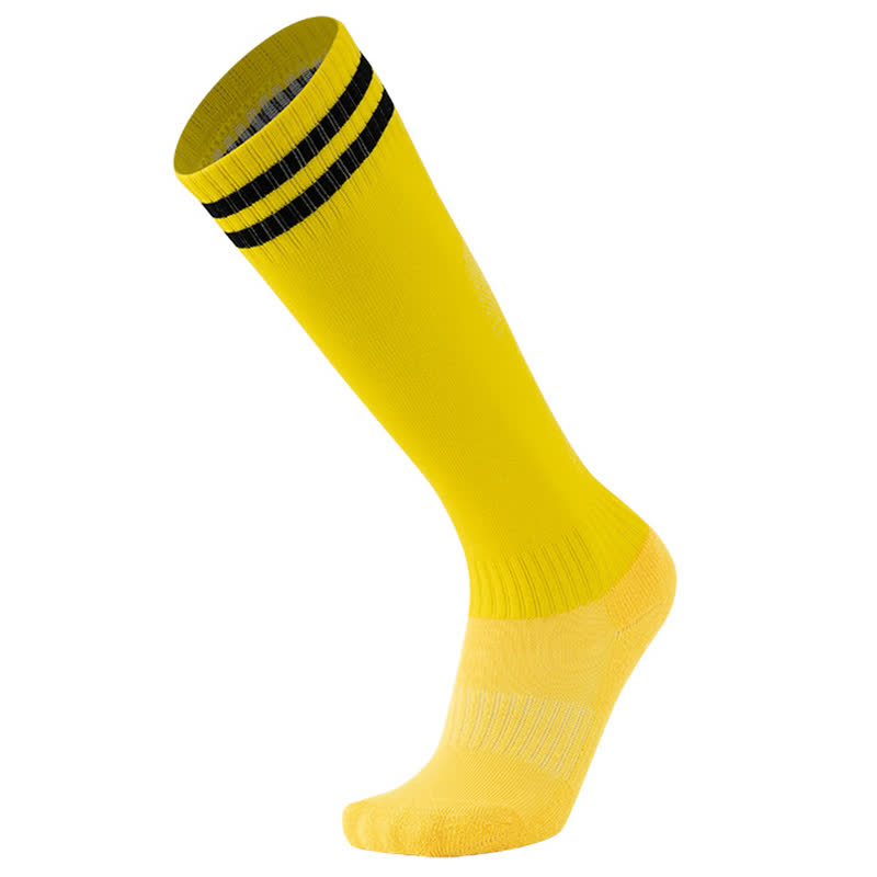 Chaussettes de football respirantes à rayures de couleur unie (5 paires) - Jaune - EU38-45 (US5-11) - image 10