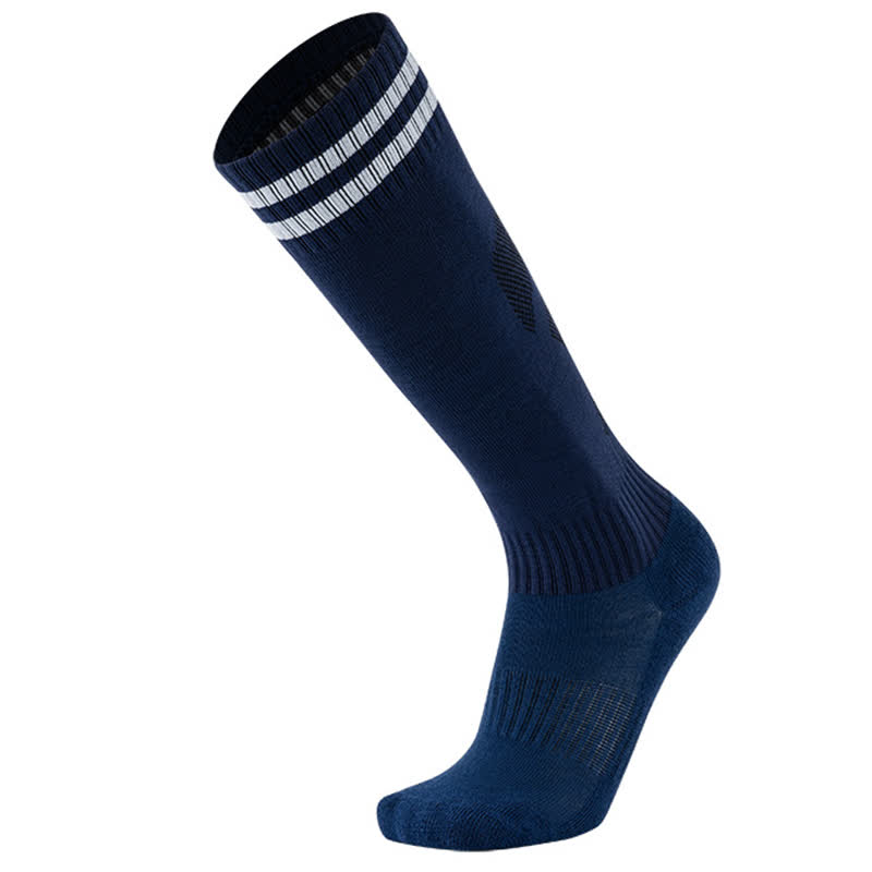 Chaussettes de football respirantes à rayures de couleur unie (5 paires) - Bleu royal - EU38-45 (US5-11) - image 4