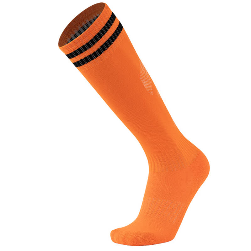 Chaussettes de football respirantes à rayures de couleur unie (5 paires) - Orange - EU38-45 (US5-11) - image 8