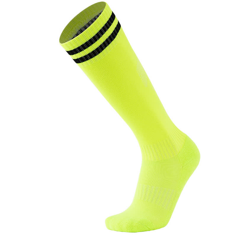 Chaussettes de football respirantes à rayures de couleur unie (5 paires) - Vert fluorescent - EU38-45 (US5-11) - image 6