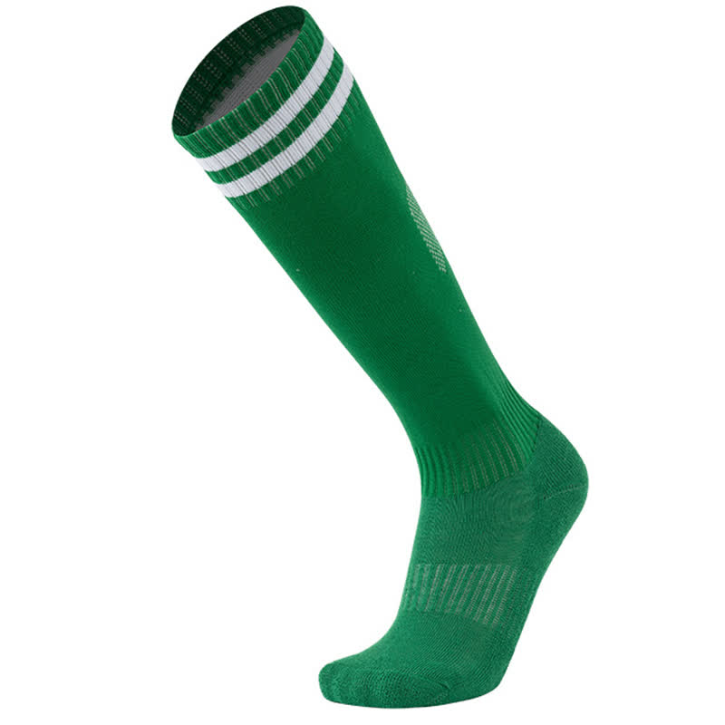 Chaussettes de football respirantes à rayures de couleur unie (5 paires)
