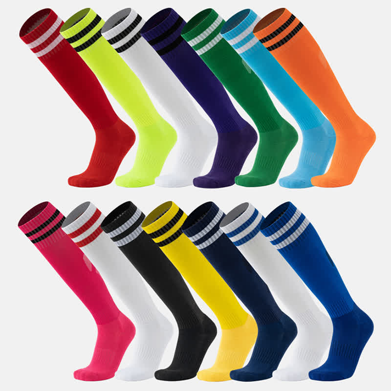 Chaussettes de football respirantes à rayures de couleur unie (5 paires)