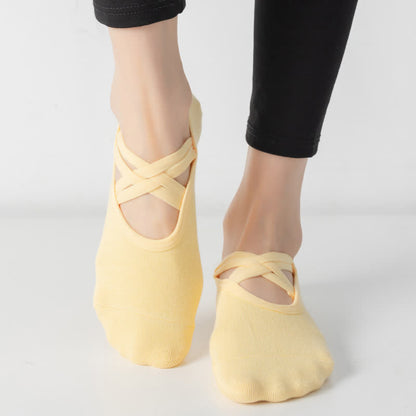 Chaussettes de yoga antidérapantes de couleur unie (5 paires)