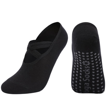 Chaussettes de yoga antidérapantes de couleur unie (5 paires)