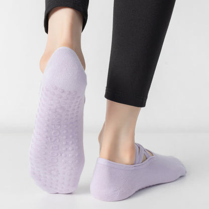 Chaussettes de yoga antidérapantes de couleur unie (5 paires)