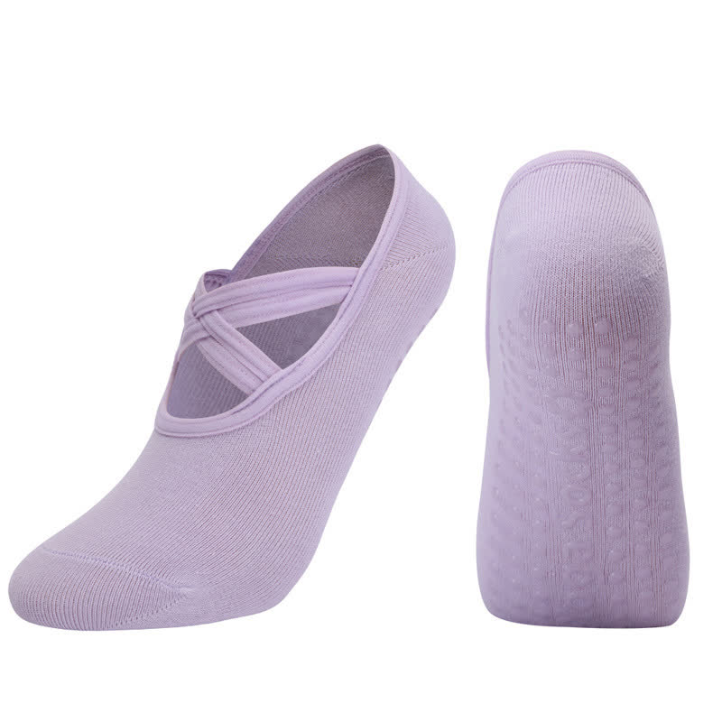 Chaussettes de yoga antidérapantes de couleur unie (5 paires)