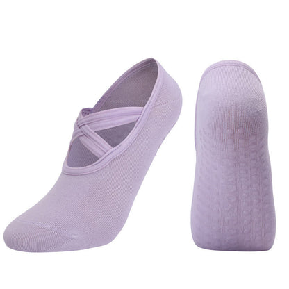 Chaussettes de yoga antidérapantes de couleur unie (5 paires)