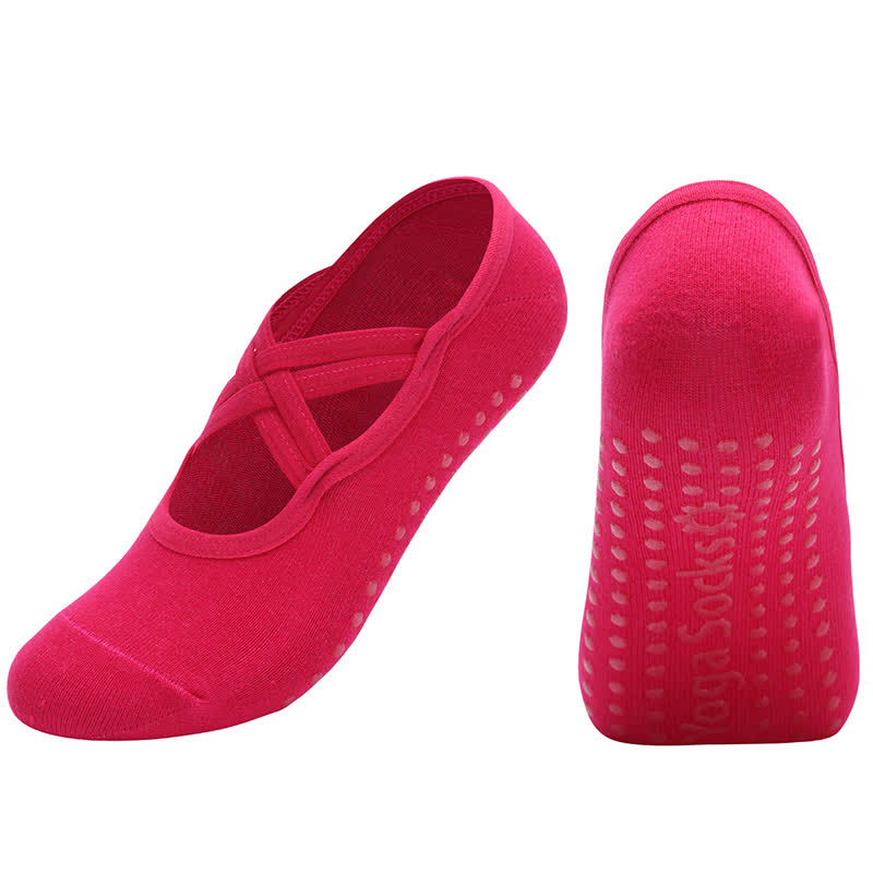 Chaussettes de yoga antidérapantes de couleur unie (5 paires)