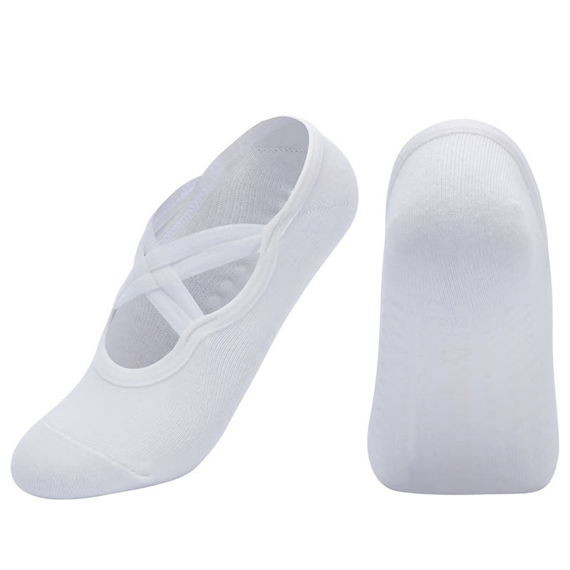 Chaussettes de yoga antidérapantes de couleur unie (5 paires)