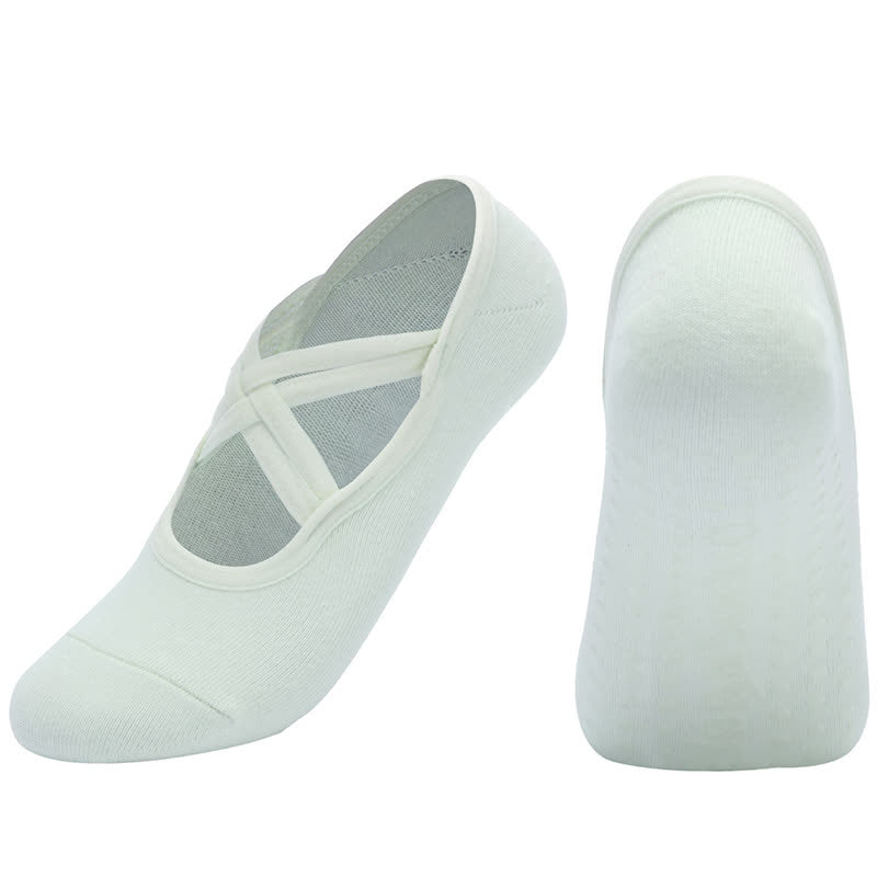 Chaussettes de yoga antidérapantes de couleur unie (5 paires)