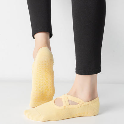 Chaussettes de yoga antidérapantes de couleur unie (5 paires)