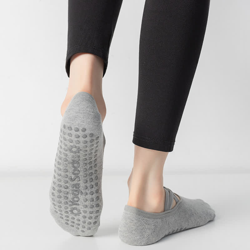Chaussettes de yoga antidérapantes de couleur unie (5 paires)