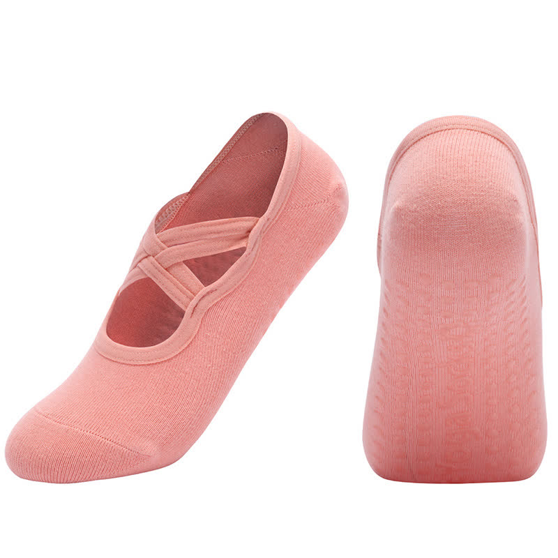 Chaussettes de yoga antidérapantes de couleur unie (5 paires)