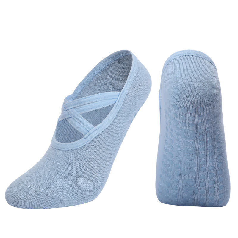 Chaussettes de yoga antidérapantes de couleur unie (5 paires)