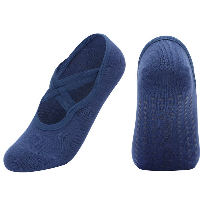 Chaussettes de yoga antidérapantes de couleur unie (5 paires)