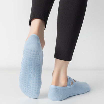 Chaussettes de yoga antidérapantes de couleur unie (5 paires)