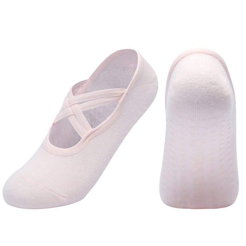 Chaussettes de yoga antidérapantes de couleur unie (5 paires)