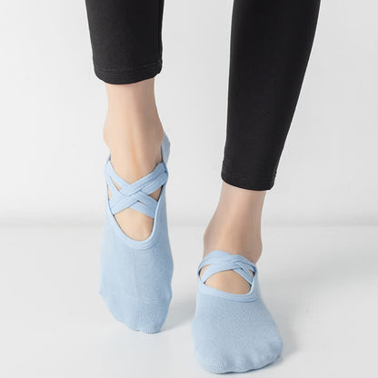 Chaussettes de yoga antidérapantes de couleur unie (5 paires)