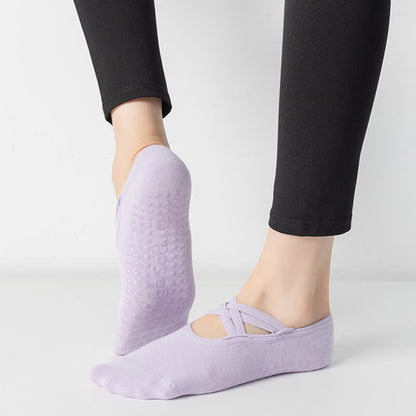 Chaussettes de yoga antidérapantes de couleur unie (5 paires)