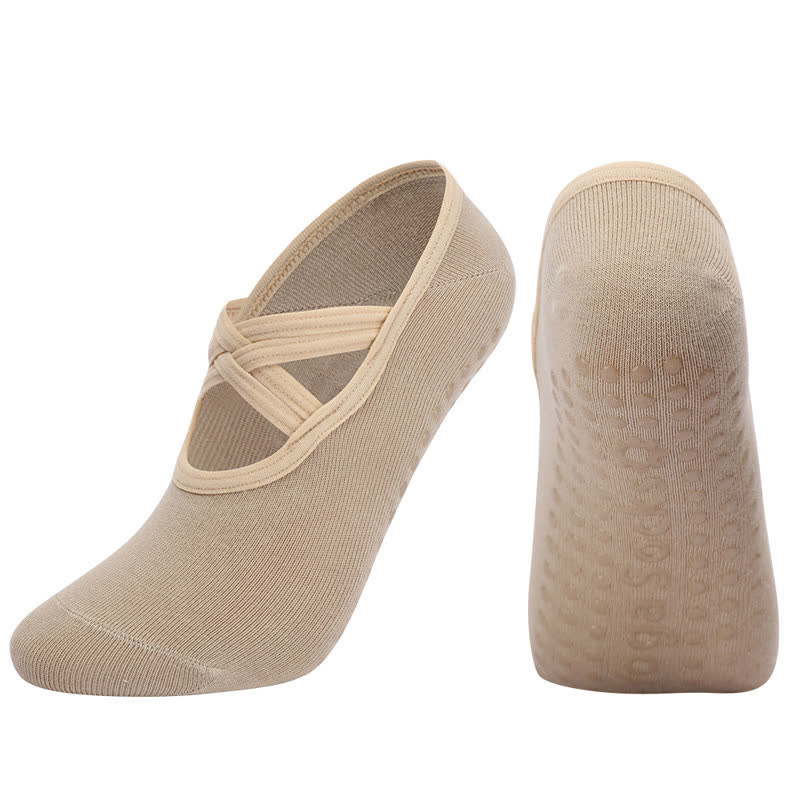 Chaussettes de yoga antidérapantes de couleur unie (5 paires)