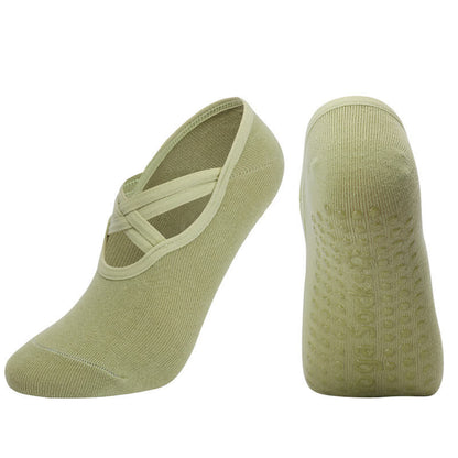 Chaussettes de yoga antidérapantes de couleur unie (5 paires)