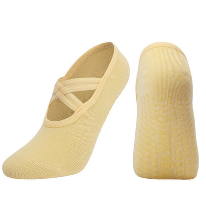 Chaussettes de yoga antidérapantes de couleur unie (5 paires)