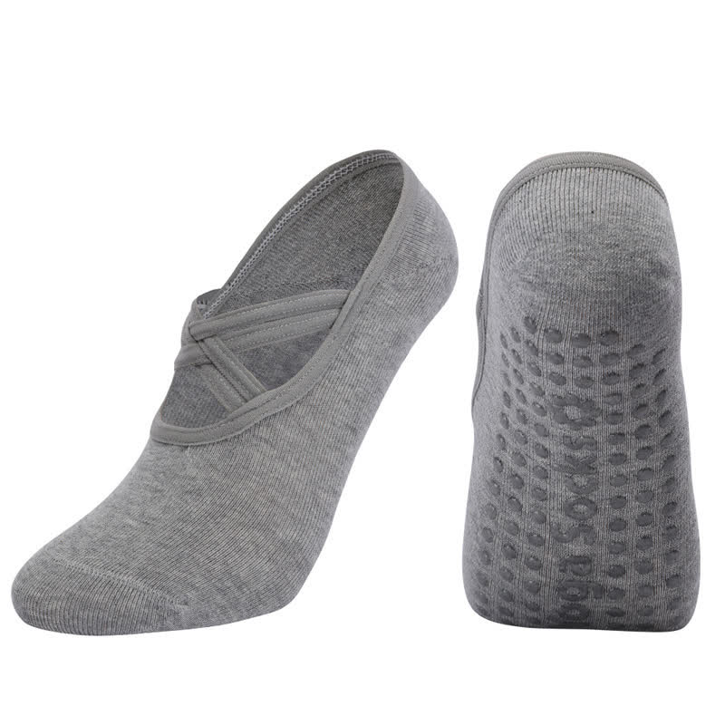 Chaussettes de yoga antidérapantes de couleur unie (5 paires)