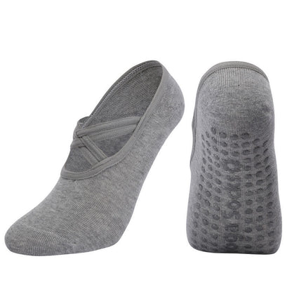 Chaussettes de yoga antidérapantes de couleur unie (5 paires)
