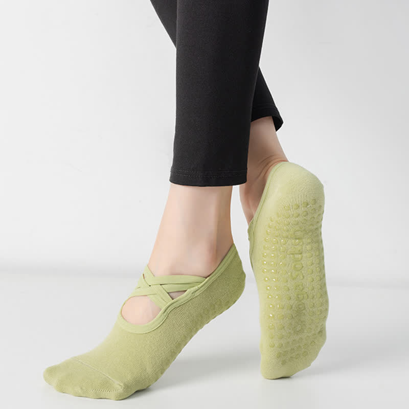 Chaussettes de yoga antidérapantes de couleur unie (5 paires)