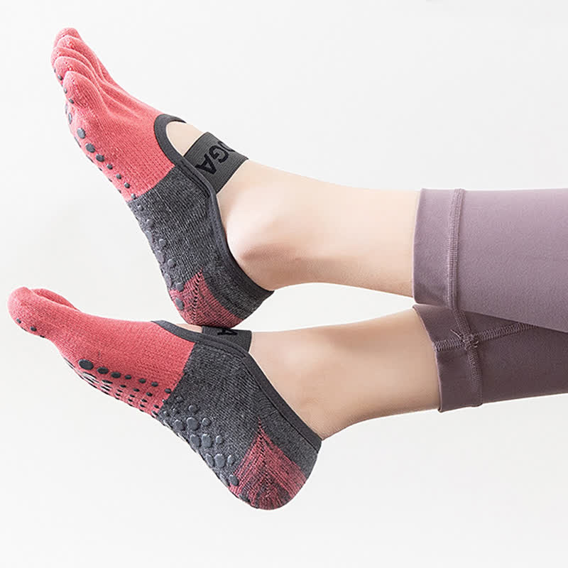 Chaussettes de yoga antidérapantes et respirantes à cinq orteils (5 paires)