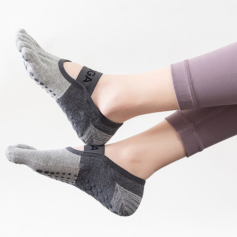 Chaussettes de yoga antidérapantes et respirantes à cinq orteils (5 paires)
