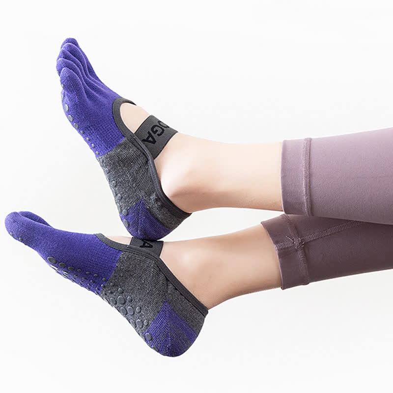 Chaussettes de fitness antidérapantes et respirantes (5 paires) - Violet - EU35-40 (US4-7) - image 5
