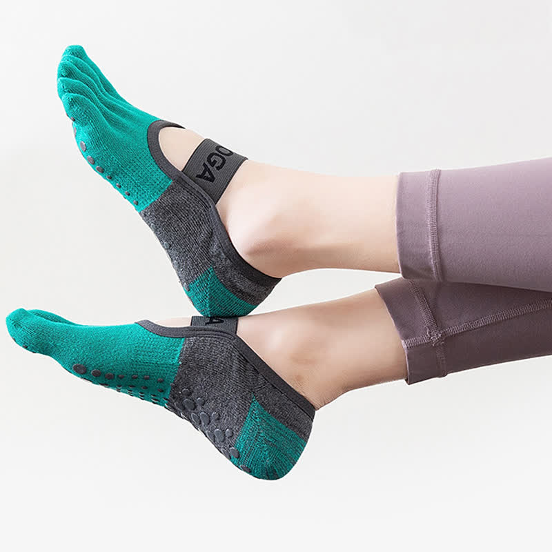 Chaussettes de fitness antidérapantes et respirantes (5 paires) - Vert - EU35-40 (US4-7) - image 3