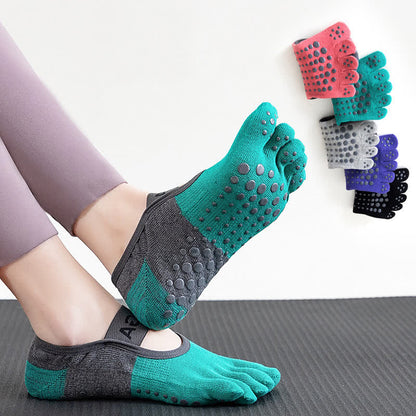 Chaussettes de yoga antidérapantes et respirantes à cinq orteils (5 paires)