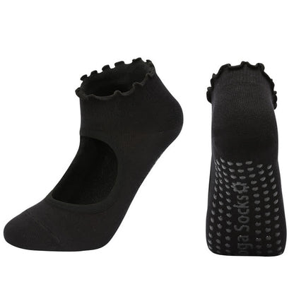 Chaussettes de yoga antidérapantes en coton à cou-de-pied ouvert (6 paires)