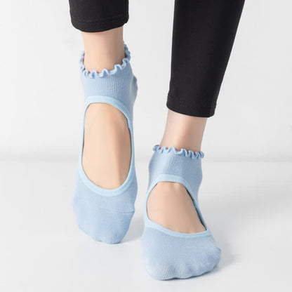 Chaussettes de yoga antidérapantes en coton à cou-de-pied ouvert (6 paires)